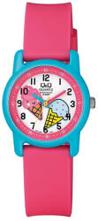 Q&Q gyerek karóra, kék színű műanyag tok, rózsaszín műanyag szíj, figurás számlap, VR41J007Y (4217-3)