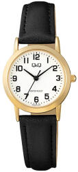 Q&Q női karóra, quartz, arany színű tok, fekete színű bőrszíj, fehér számlap C40A-010PY (4218-8)