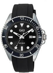 Q&Q férfi karóra, quartz, ezüst szímnű tok, fekete műanyag szíj, fekete számlap A41A-004PY (4217-7)