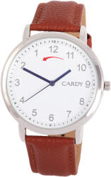 Cardy férfi visszafele járó karóra, ezüst színű fémtok, barna színű szíj, fehér számlap, quartz szerkezet, cseppmentes vízállóság (2666-2)