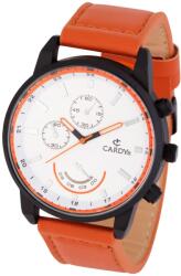 Cardy férfi karóra, fekete színű fémtok, barna színű szíj, fehér számlap, quartz szerkezet, cseppmentes vízállóság (2658-3)