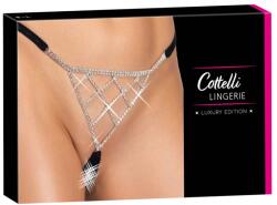 Cottelli Collection - nyitott string tanga ezüst dísszel - fekete (S-L)