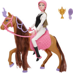 Mamido Păpușă călăreață pe cal cu accesorii Sasha 30 cm (S-51826) Papusa