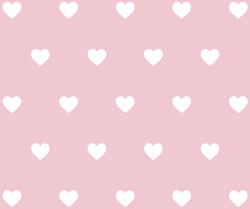 Takoy French terry Takoy pieptănat 300g inimi albe 2 cm pe fundal baby pink