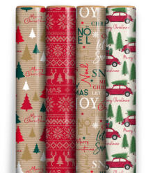 Clairefontaine Tekercses Díszcsomagoló 70x400 cm Kraft Vegyes Mintákban Karácsonyi Eurowrap (P00901241)