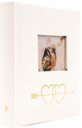  Esküvői Fotóalbum 16x17 cm Könyvkötésű 50 Darab 10x15 cm-es Fotóhoz Arany Szívek (AAE264)