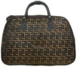 Plazabox Utazótáska gurulós fekete barna nagyméretű görög mintás 55 cm (le-2007-brown)