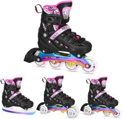 NILS Extreme Görkorcsolya LED 4az1 Rainbow cserélhető pengével hoki Nils Extreme NH10905 35 fehér|fekete|rózsaszín