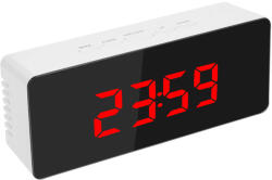 MRG Ceas Digital Led cu Oglinda MRG M1162, De Birou, Termometru si Alarma, Iluminare Continua, Afisaj 12/24 h, USB, Afisaj Rosu Ceas