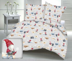  Kislány - ajándékcsomag mintás 3 részes karácsonyi ágynemű huzat szett világosszürke alapon - 140x200 cm