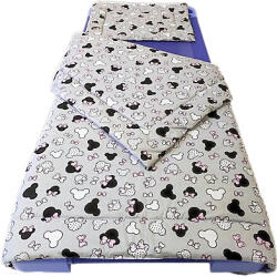  90x130 cm gyerek ágynemű garnitúra gyerekmintás: szürke - rózsaszín egérfejes