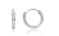 Ezüst fülbevaló bepattintós karika fehér köves 12mm