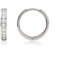 Ezüst fülbevaló bepattintós vékony karika fehér köves 12mm
