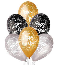 GoDan S. A Lufi, fekete, ezüst, arany , 30 cm, Happy New Year 6 db/cs, prémium