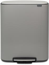 Brabantia Bo Pedal Bin pedálos szelektív hulladékgyűjtő szagmentesen záródó Soft-Close fedél, műanyag tartály, 2x30L - O méret, acél, betonszürke ásványi textúra - 211485 (211485)
