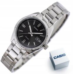 Casio Női Karóra, fekete számlap, ezüst karkötő, WR50, dátum kijelző (LTP-1302D-7A1)