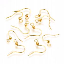 MIXFORM Bigle Horog orvosi acél fülbevaló alap, aranyozott 18K, 16x16-19.5x3mm, 10db