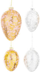 ART-POL Üveg tojás szett ezüst-arany-rózsaszín függeszthető húsvéti dekoráció 16x9, 5x9, 5cm (172334)