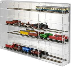 Rosa SZÁLLÍTÁS SÉRÜLT! Modellvasút vitrin, polc bemutató szekrény átlátszó akril H0 méretarányú modellekhez tükrös hátlappal