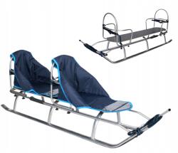 Skyline Fém szánkó háttámlával, iker, sötétkék matrac gyerekeknek, Led Pl (SD0001)