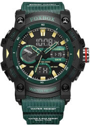 FOXBOX Ceas barbatesc de mana Fox Box Stil Militar Army Dual time Fashion Sport Casual Quartz Verde Ceas
