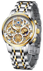 LIGE Ceas barbatesc Lige Argintiu Auriu Afisare data Analog Quartz Ceas