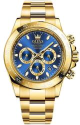 OLEVS Ceas barbatesc de mana Olevs Mecanic Automatic Luxury Elegant Cronograf Data Analog Auriu Albastru Ceas