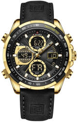 Naviforce Ceas barbatesc Naviforce Quartz Digital Luxury Militar Piele Negru Auriu Ceas