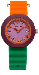 SANDA Ceas Copii Sanda 9108 Portocaliu-Verde , Design Fashion, Analog, Rezistent la Apa 3ATM Ceas
