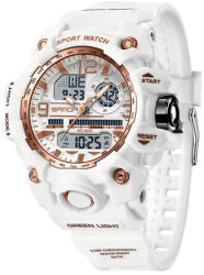 SANDA Ceas Copii Sanda 3353 Alb-Rose , Design Sport, Digital, Functii Multiple, Rezistent la Apa 5ATM Ceas