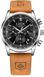 LIGE Ceas Barbati Lige 89136 Negru-Argintiu , Design Sport, Functii Multiple, Rezistent la socuri, Rezistent la Apa 3ATM Ceas