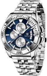 BENYAR Ceas barbatesc Benyar Casual Quartz Analog Otel Afisare data Cronograf Argintiu Ceas