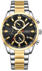 Curren Ceas barbatesc de mana Curren Cronograf Quartz Analog Casual Elegant Fashion Auriu Negru Ceas