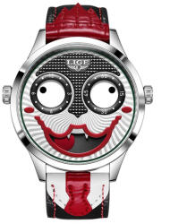 LIGE Ceas Barbati Lige 89160 Argintiu-Rosu , Design Creativ Clown, Functii Multiple, AfiE aj Luminos, Rezistent la Apa 3ATM Ceas