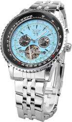 Jaragar Ceas Barbati Jaragar 034 Argintiu Mecanic , Design Luxury, Functii Multiple, AfiE aj Saptamanal, Rezistent la Apa 3ATM Ceas