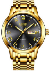 LIGE Ceas de mana barbati Lige Elegant Analog Quartz Luxury Auriu Negru Ceas