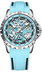 LIGE Ceas Barbati Lige 89118 Cyan , Ceas Mecanic, Design Sport, Functii Multiple, AfiE aj Luminos, Rezistent la Apa 3ATM Ceas
