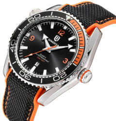 Qingxiya Ceas barbatesc de mana Qingxiya Quartz Fashion Casual Data Silicon Negru Portocaliu Ceas