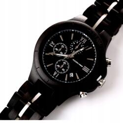 Férfi karóra elegáns fekete ezüst Fából Készült Üzleti+ajándék doboz