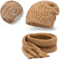 PaMaMi Téli szett, Női sapka gyapjú sállal, világos barna, PaMaMi (Uniwersalny Zestaw Klasyczny Stylowy Modny)