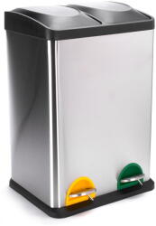 MSV Matt ezüstszínű acél szelektív pedálos szemetes 2x20 l Tri Selectif - MSV