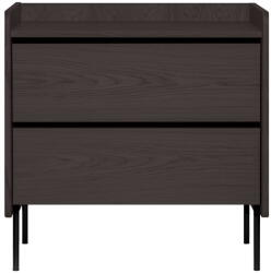 Bonami Selection Fekete magas komód tölgyfa dekorral 80x82 cm Wrap - Bonami Selection