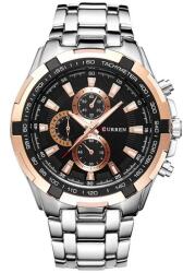 Curren 8023 fekete számlapos férfi karóra, ezüst szíjjal