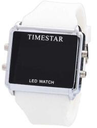 Timestar Uniszex szilikon szíjas ledes karóra. Fehér 250-1oc