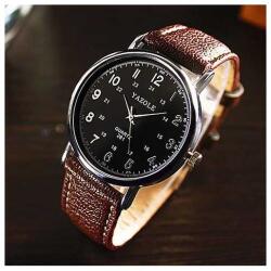 Yazole 281 férfi karóra, fekete számlappal, barna szíjjal. 169-1oc