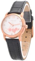 Timestar Fekete szíjas, női karóra, szívekkel, strasszokkal. 134-3oc