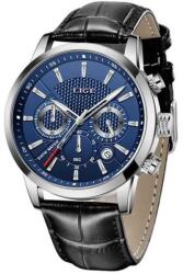 Curren Fekete bőrszíjas férfi karóra, kék számlappal 9866