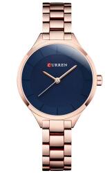 Curren C9015L kék számlapos, rózsaarany szíjas női karóra. 557oc