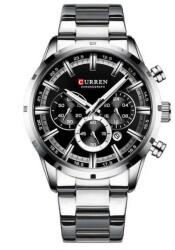 Curren Ezüst színű férfi karóra, fekete számlappal, Chronograp 8355