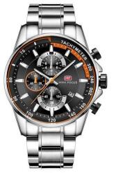 MINI FOCUS Ezüst szíjas, fekete számlapos férfi karóra. MF0218G